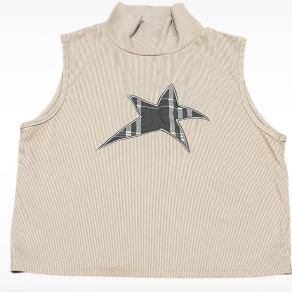 Sleeveless Beige Top with Star Design